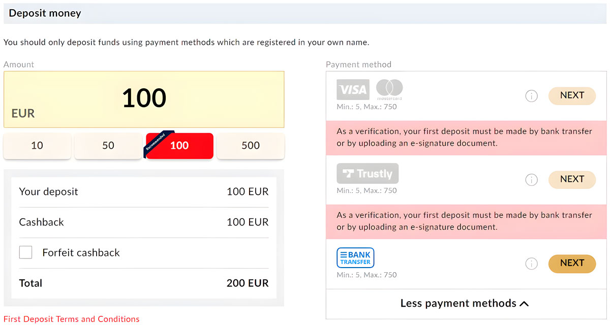 Casino Deposits